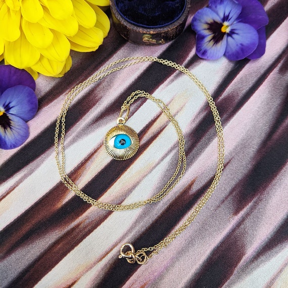 Evil Eye Pendant Necklace in 9ct Yellow Gold Etsy