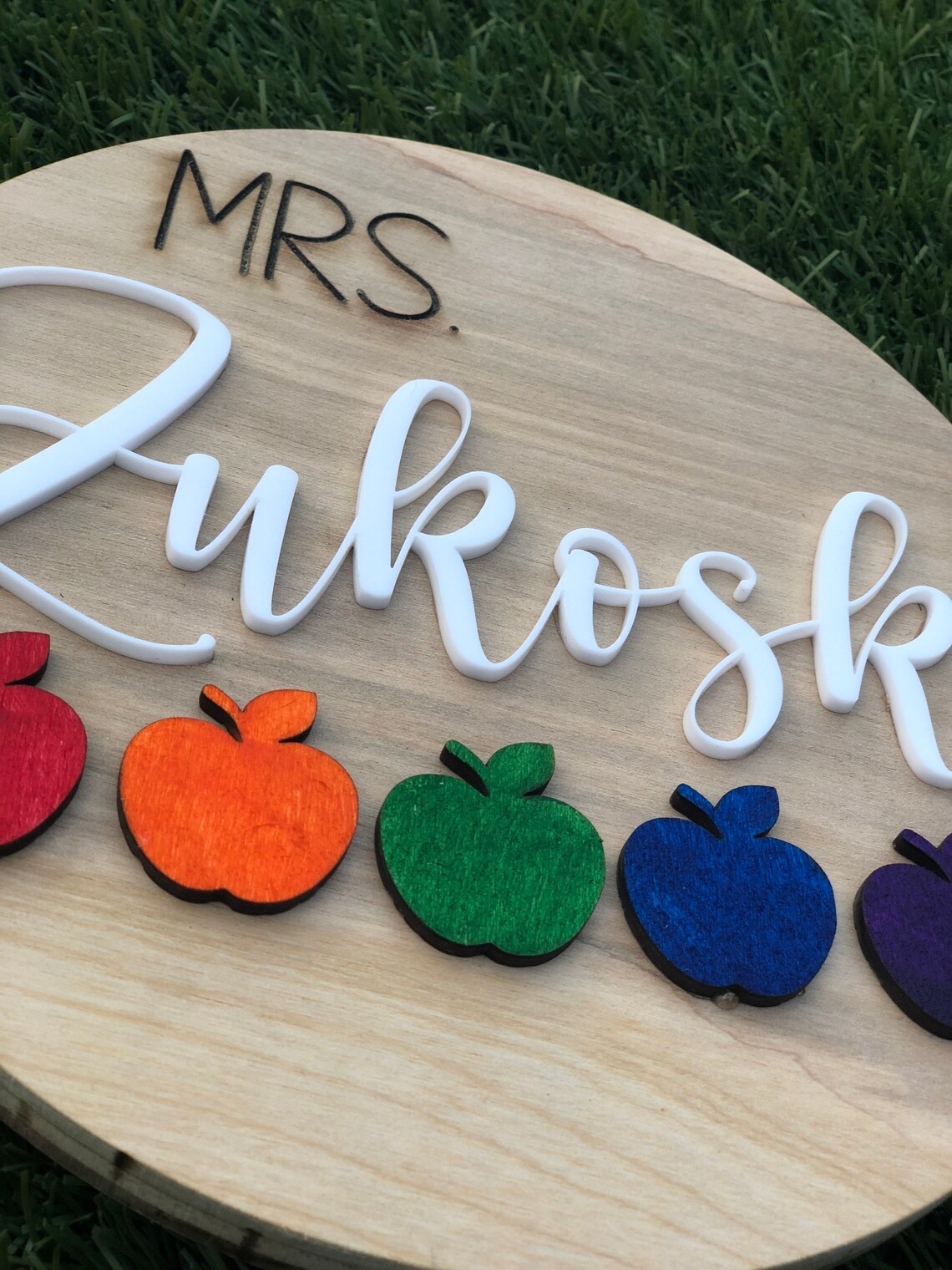 Teacher plaque round teacher plaque teacher name sign Etsy