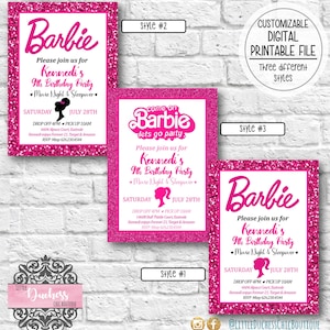 Doll Birthday Invitation, Girl Party, Digital Invite, Printable Invite, Doll Movie Invitation, Pink, Doll