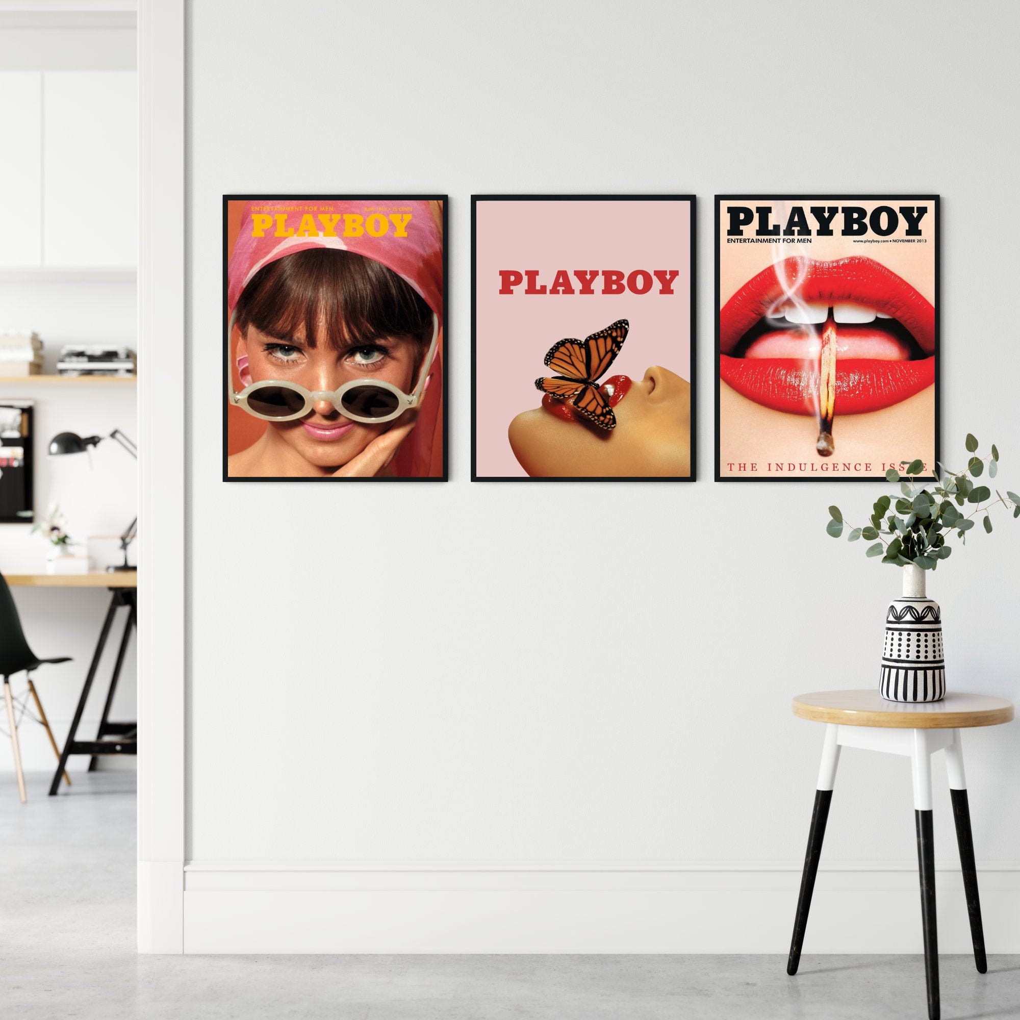 Playboy Wall Art Print Set of 3 Framed Home Decor Etsy
