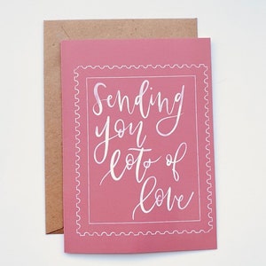 Biglietto di auguri per l'invio del timbro d'amore / San Valentino / 5 "x7" Carta con busta inclusa / vuota all'interno / stampata su cartoncino spesso