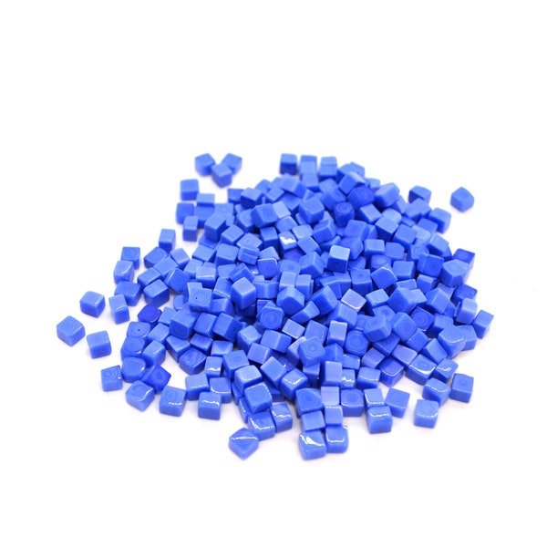 Carreaux de mosaïque mini carrés bleus - 5x5x4mm, 100g