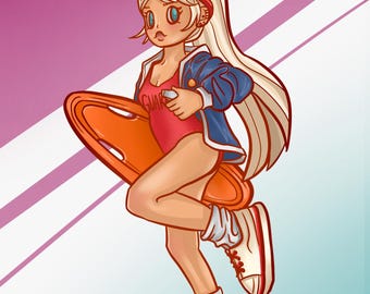 Peach Riot Rush Hour - Poppy the Lifeguard. Digital Poster