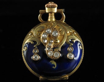 Antique Borel Diamond 14K Gold Ladies Pocket Watch: Swiss Made