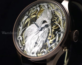 Vintage Watch IWC Schaffhausen,Gold Skeleton,Wandolec Mechanical Watches,Swiss Movement,Vintage Jewelry,Gift for Men,Mens Gift,Handmade Gift