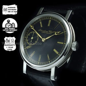 Vintage IWC Men&#39;s Wristwatch | Swiss Mechanical Watch with Custom Dial | Engraved Case | Restored 1940s Movement | Handmade Gift