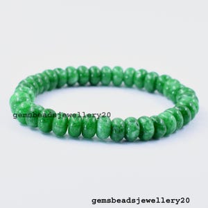 Bracciale elastico con pietra preziosa di quarzo crisoprasio verde, gioielli fatti a mano con pietre preziose a rondelle lisce, bracciale elastico da 8-9 mm / gemsbeadsjewellery20