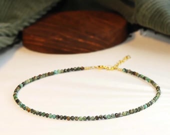 Afrikaans turkoois 3 mm 100% echte edelsteen Topkwaliteit handgemaakte microfacetketting sieraden op gemsbeadsjewellery20