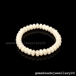 Bracciale elasticizzato con pietre preziose di quarzo perlato Gioielli fatti a mano con pietre preziose rondelle lisce, bracciale elasticizzato 8-9MM / gemsbeadsjewellery20
