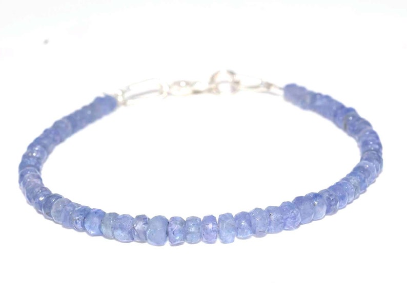 Beautiful Genuine Tanzanite 3-4mm Dainty Beaded Bracelet jewellery 7
