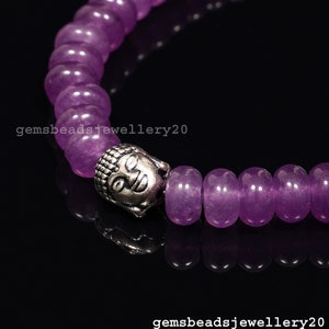 Bracciale di cristallo di ametista brasiliano, bracciale di pietre preziose di Buddha con sorriso liscio Rondelle, gioielli di cristallo curativi fatti a mano / gemsbeadsjewellery20