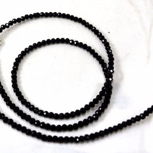 AA Top Quality Natural Black Spinel Rondelle Faceted Beaded 3-3.5MM Gemstone Necklace 18&quot; , Spinel Necklace jewellery, Dainty Black Spinel