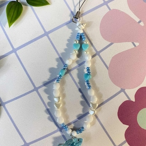 Whale Sharks Ocean Hearts Beaded Keychain Charm Handmade Summer Phone Charm Hearts