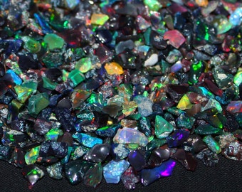 10 Cts, 3-6 MM Natural Ethiopian Black opal polished Rough Stone, Black Opal crystal, Black Raw Opal, Rainbow Fire Opal, Polished Black Opal