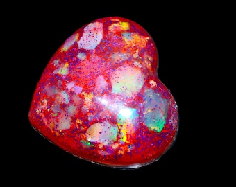Heart-Shaped Opal Stone  in Resin | Resin Opal Pendant | 6.04 Grams | Jewelry Making Supplies