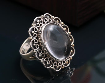 Bergkristall Edelstein Ring, 925 Sterling Silber Ring, Antik Ring, Handgemachter Kristall Ring, Frauen Schmuck Geschenk, Jahrestag Geschenk für sie