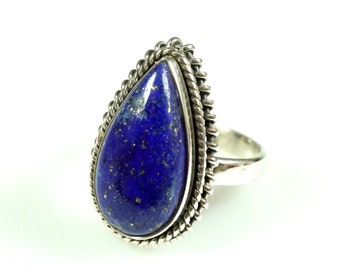 Lapis Lazuli Ring, 92.5% Silver Ring, Silver Lapis Ring, Boho Ring, 925 Sterling Silver Ring, Deep Blue Lapis Ring