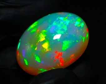 32.40 Ct Natural Ethiopian Welo Opal Cabochon | Multicolor Fire Opal Gemstone | Oval Loose Opal for Jewelry Making