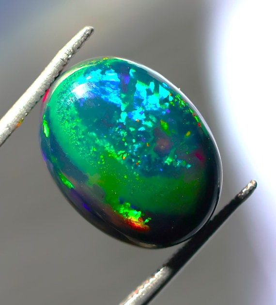 Stunning Black Opal Cabochon with Vibrant Fire | Premium Gemstone for Jewelry Making, Gift for her & Gift for him