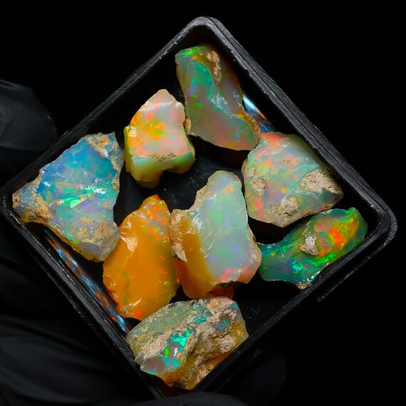 Natural White Opal Rough Lot 8 Pieces 50.50 Ct, Raw Opal Gemstone Parcel, Fire Opal Rough for Jewelry Making October Birthstone