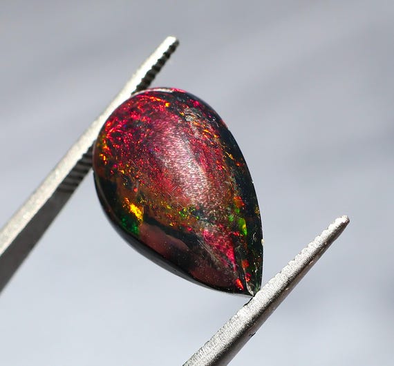 AAA Black Ethiopian Opal Cabochon – Premium Loose Multi-Color Fireplay Gemstone for Rings , Gift for her & Gift for him