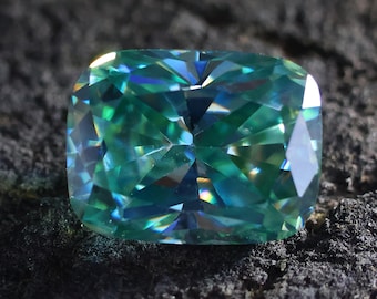 8.50 Carat Teal Green Moissanite – Cushion Cut Gemstone for Engagement Rings, Custom Jewelry, Gifting, and Ethical Craft Projects