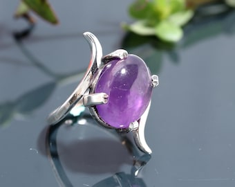 Designer Amethyst Ring, Amethyst Gemstone Ring, 925 Sterling Silver Ring, Handmade Ring,Amethyst Ring,February,Birthstone Ring,Stacking Ring