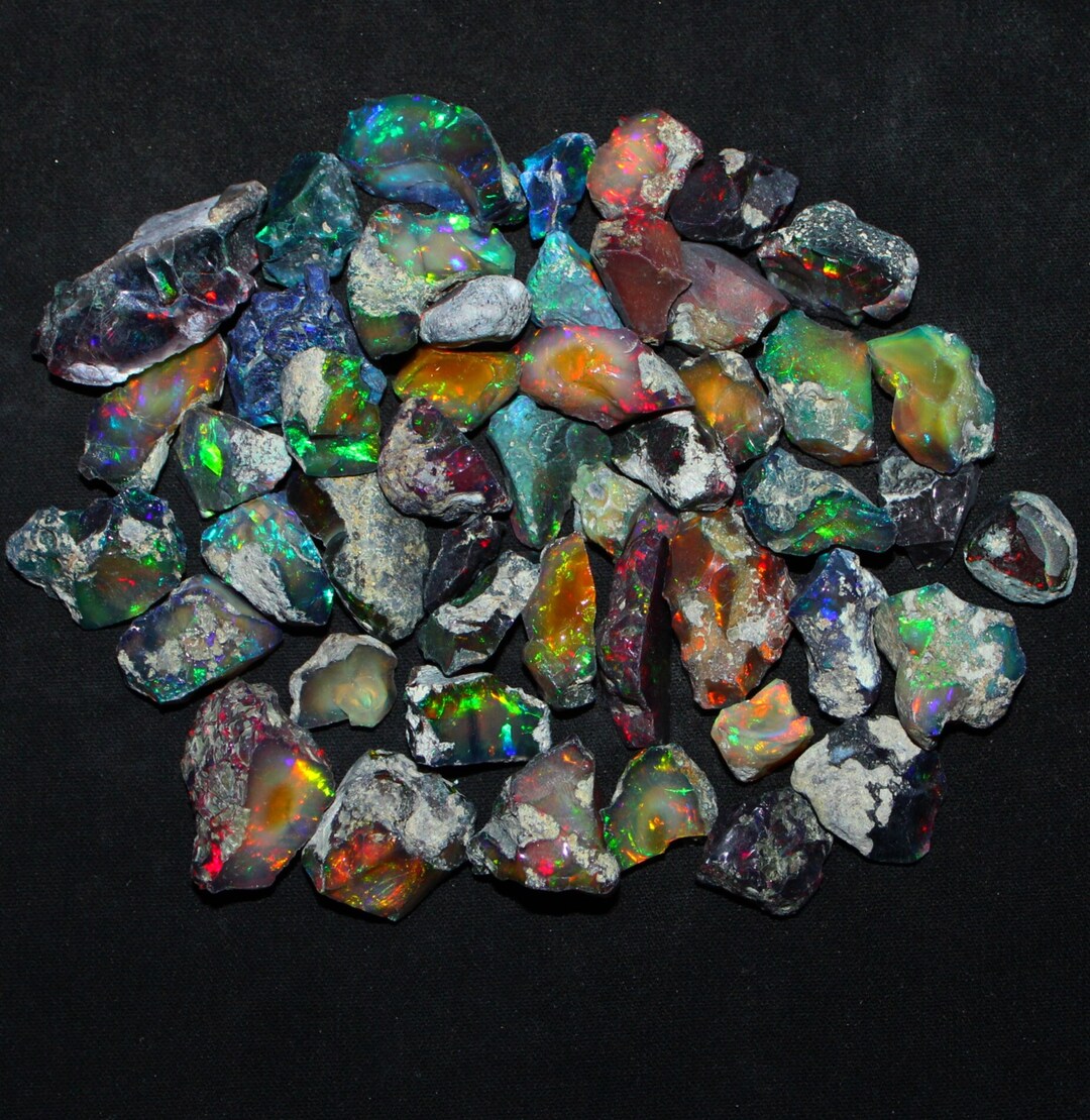Opale Noire Brute Naturelle D'Éthiopie - 19x15 Mm - 14 Carats - Pierre Précieuse Non Traitée - Opal Empire