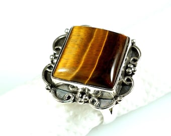 Tiger Eye Ring, Handmade 92.5% Silver Ring, Silver Tiger Eye Ring, Boho Ring, 925 Sterling Silver Ring, Designer Ring, Best Gift for Her