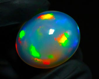 23.00 Ct Natural Ethiopian Welo Opal Cabochon | Oval Fire Opal Loose Gemstone | Multicolor Opal for Jewelry Making Gift for Birthstone