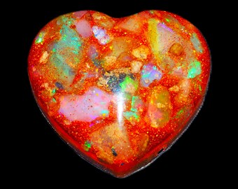 Heart-Shaped Opal Stone  in Resin | Resin Opal Pendant | 7.06 Grams | Jewelry Making Supplies