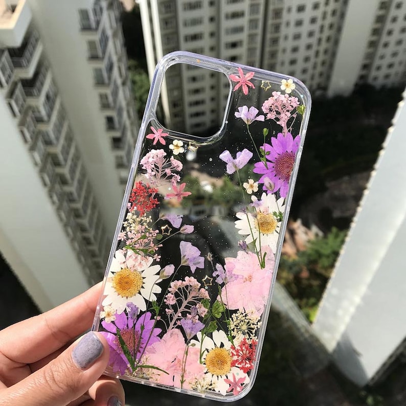 Handmade Real Pressed Dried Flower Phone Cases For iPhone 12 XS Max XR X 6 6S 7 8 Plus 11 Pro Max SE, Huawei, Oppo Soft Silicone Back Cover 