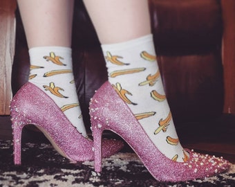 photo Pink Glitter Heels Aesthetic pink glitter heels etsy