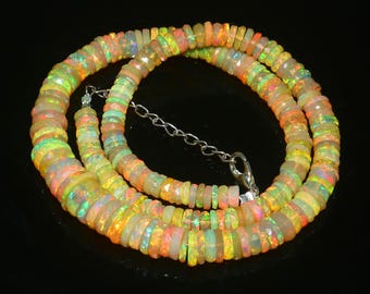 Peach Coral Beaded Necklace, Multicolor Statement Necklace, Handmade Boho Jewelry, Colorful Artisan Bead Necklace, Gift for Her