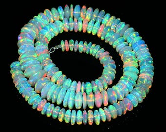 Pastel Rainbow Beaded Necklace, Multicolor Boho Jewelry, Mint Green Bead Necklace, Colorful Statement Necklace, Handmade Gift for Her