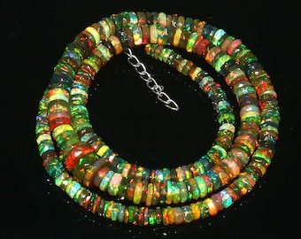 Multicolor Green Beaded Necklace, Colorful Statement Necklace, Handmade Boho Jewelry, Artisan Bead Necklace, Unique Gift for Her