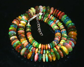 Green Orange Beaded Necklace, Multicolor Boho Statement Necklace, Colorful Gemstone Style Jewelry, Artisan Bead Necklace, Gift for Her