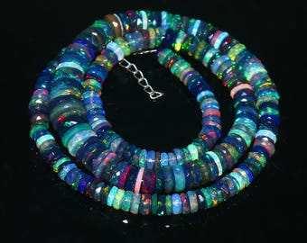 Blue Multicolor Beaded Necklace, Colorful Boho Statement Necklace, Turquoise Style Bead Jewelry, Rainbow Inspired Necklace, Gift for Her