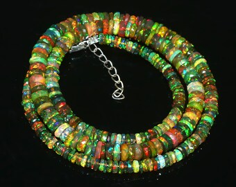 Multicolor Beaded Necklace, Green Orange Statement Necklace, Handmade Boho Jewelry, Colorful Artisan Bead Necklace, Unique Gift for Her
