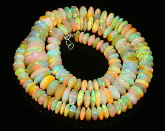 Pastel Green Beaded Necklace, Peach Mint Rainbow Jewelry, Colorful Boho Statement Necklace, Handmade Bead Necklace, Gift for Her