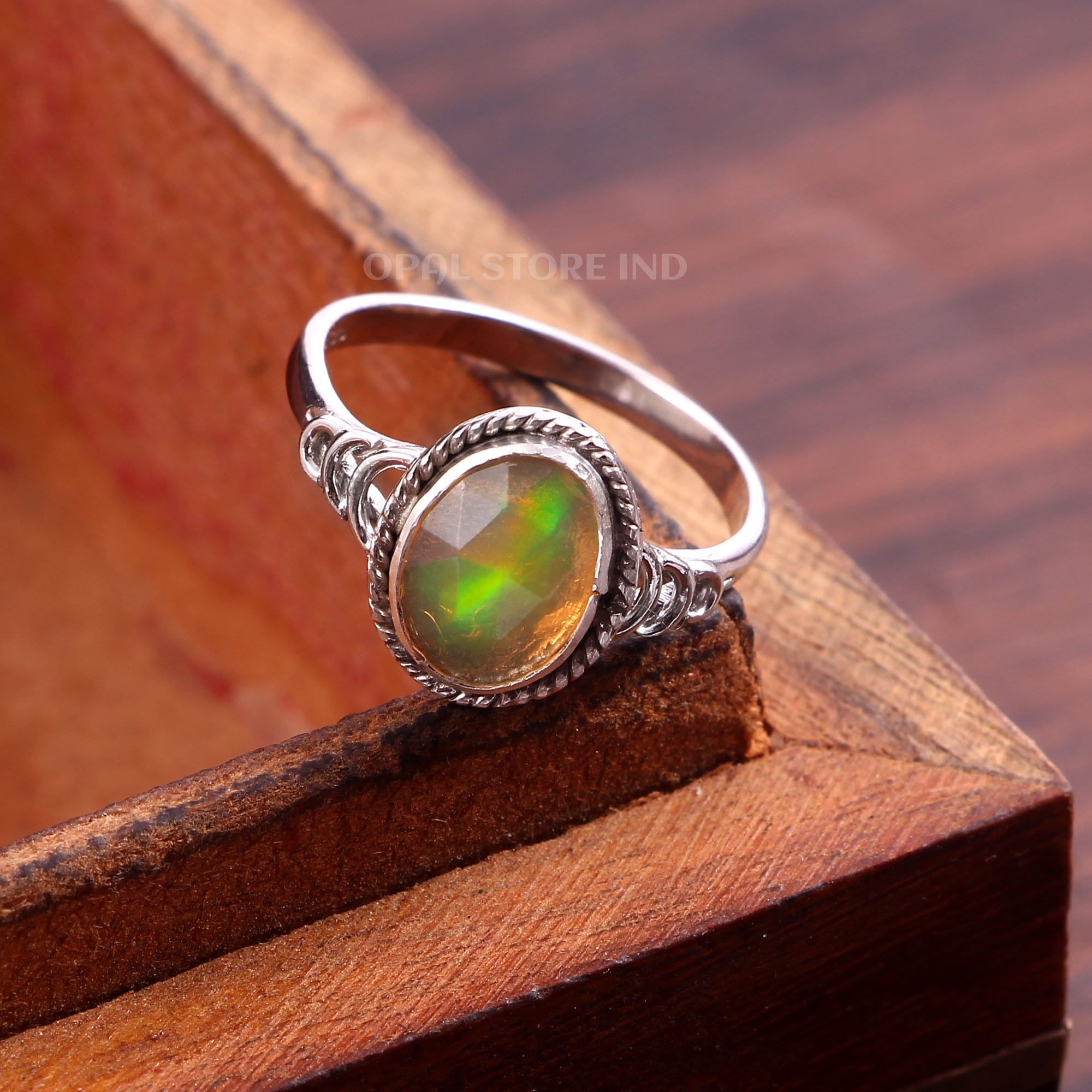 Dainty Ring Silver Opal Ring Fire Opal Ring 925 Sterling Silver Gemstone Ring Silver Ring Gift Artisan Ring Ethiopian Opal Ring