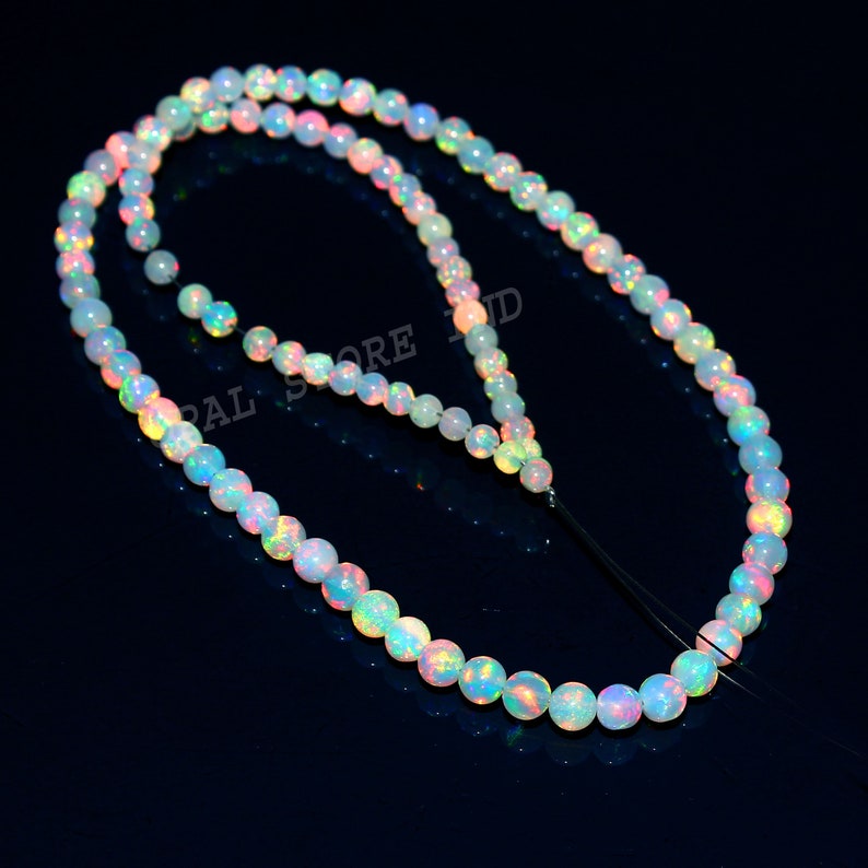 100/%Natural Ethiopian Opal Beautiful Necklace Color Gemstone Opal October Birthstone Sparky Fire Opal Beautiful Beads Necklace ++