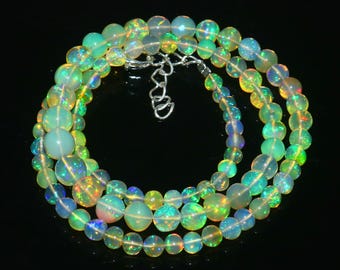 Opal  Beaded Necklace, Mint Green Statement Necklace, Handmade Boho Jewelry, Colorful Artisan Bead Necklace, Gift for Her