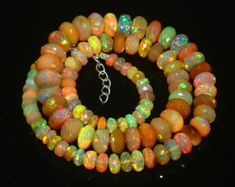 Orange Green Beaded Necklace, Colorful Boho Statement Necklace, Amber Style Bead Jewelry, Multicolor Gemstone Style Necklace, Gift for Her