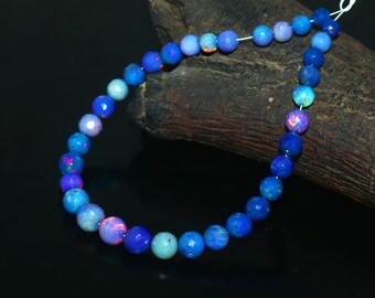 Blue Beaded Bracelet, Blue Gemstone Style Bracelet, Colorful Stretch Bracelet, Boho Jewelry for Women, Handmade Bracelet Gift