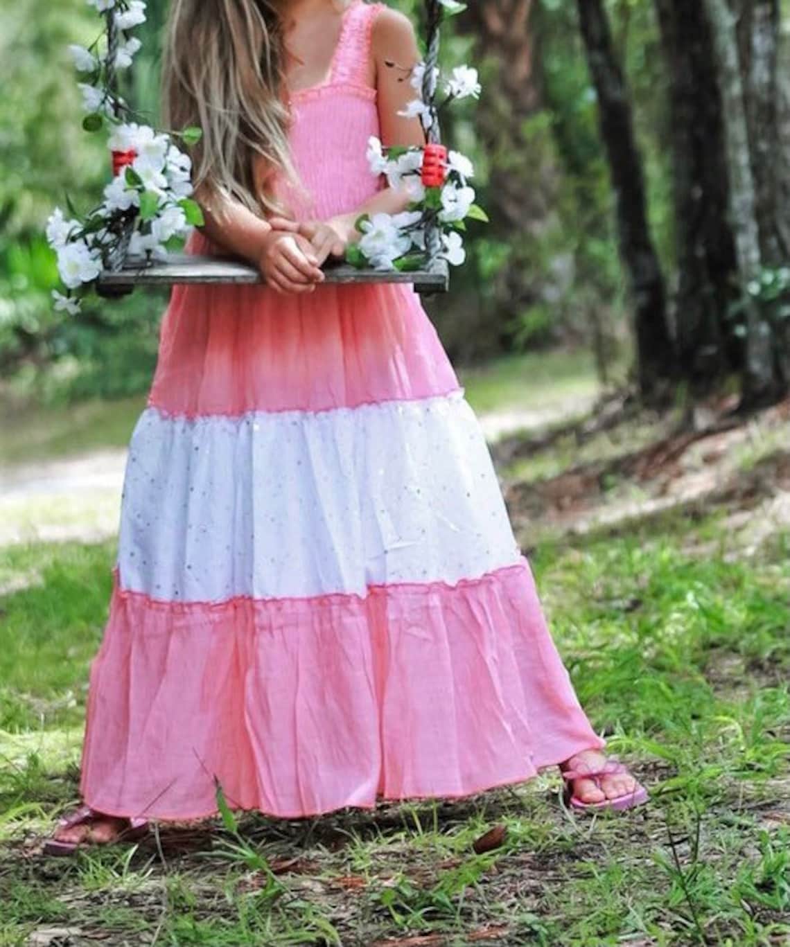 Little Girls Maxi Dress, Girls Twirl Dress, Summer Dress, Toddler Girl Maxi Dress, Long Dress