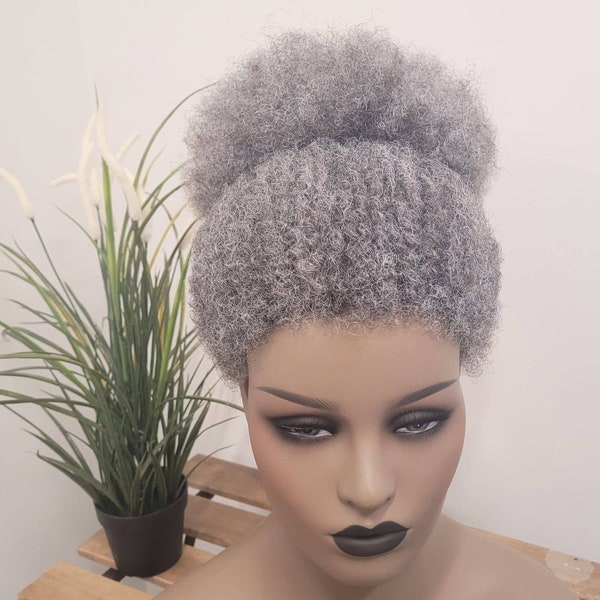 Grey SaltnPepper Afro Kinky Updo Wig