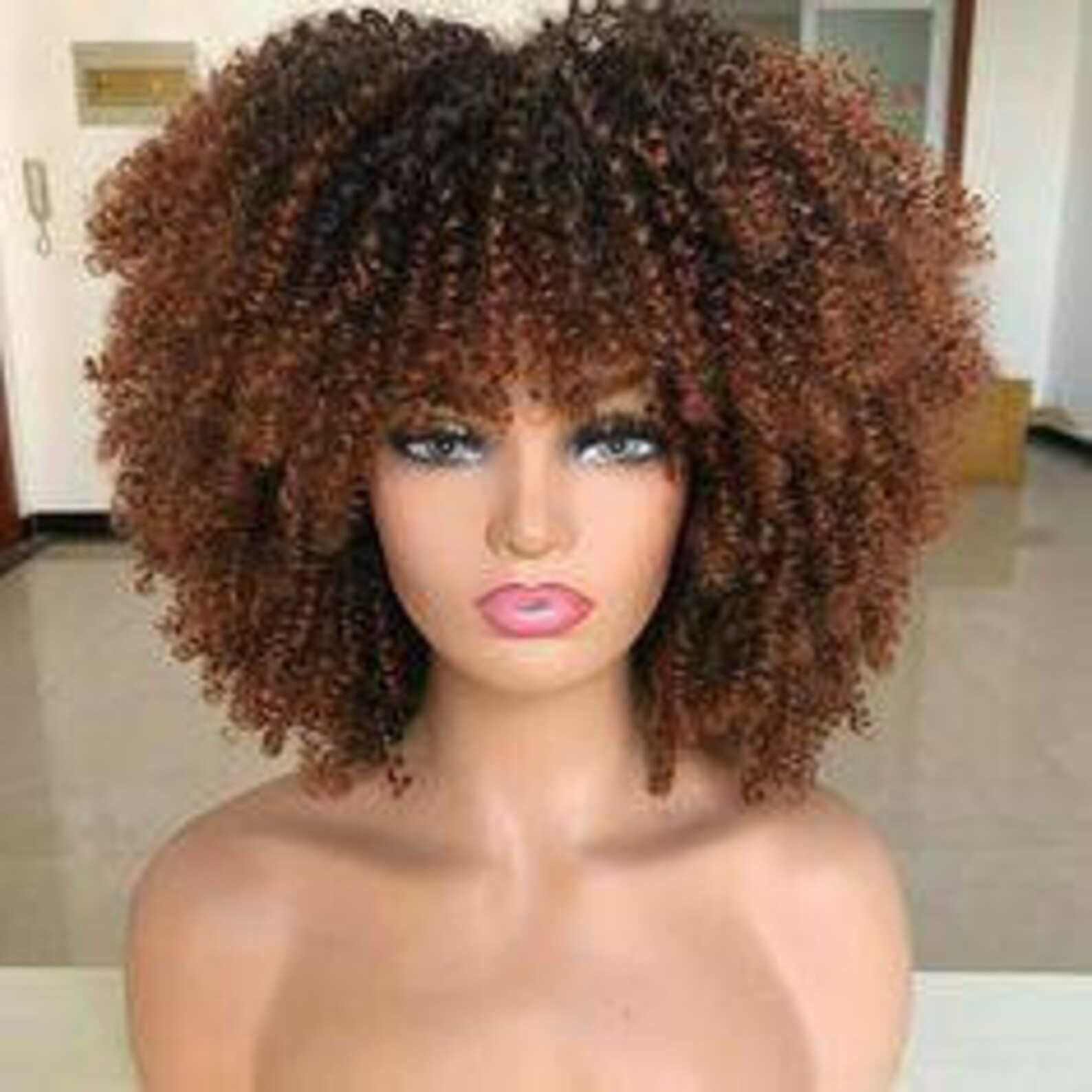 Synthetic Kanelkalon Short Afro Kinky Wig With Bangs as Etsy Canada