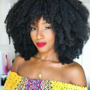 Afro Nubian Kinky Fringe Wig With a Bang