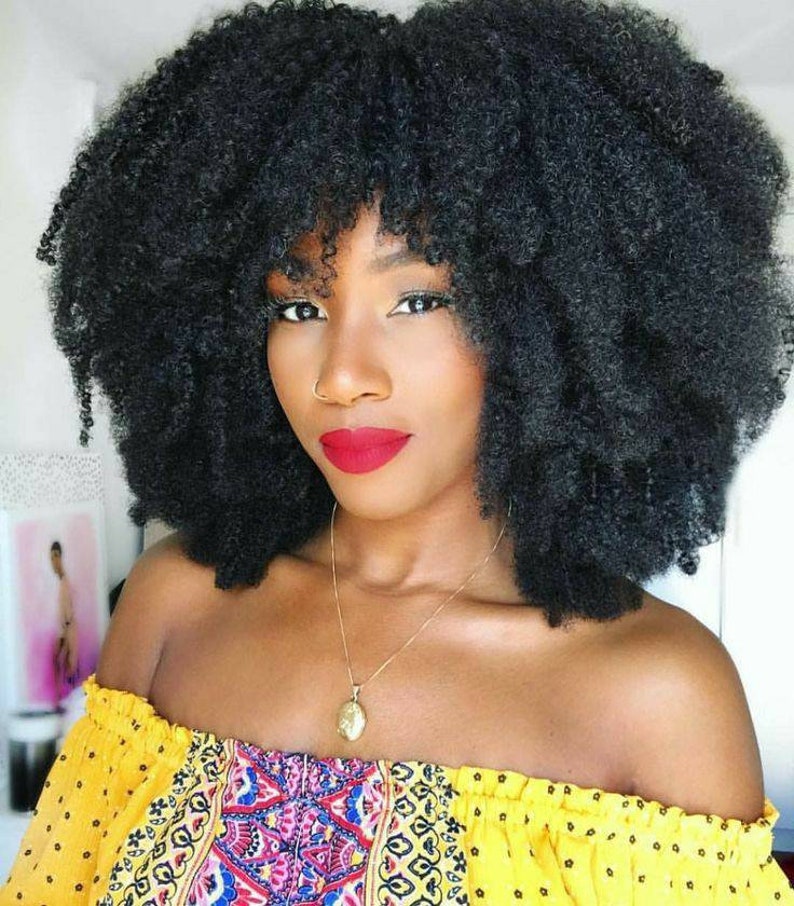 Afro Nubian Kinky Fringe Wig With a Bang Etsy